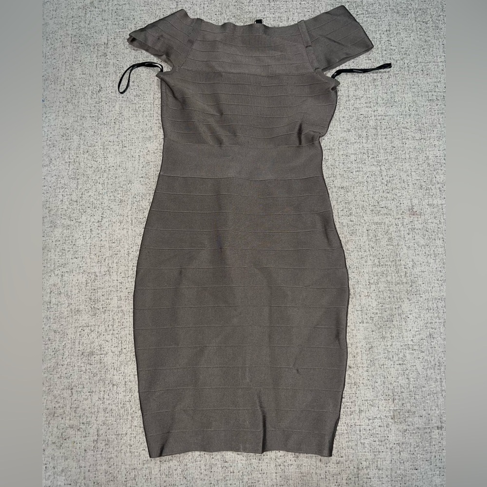 Marciano Gray bodycon Dress with Flutter Cap Sleeves